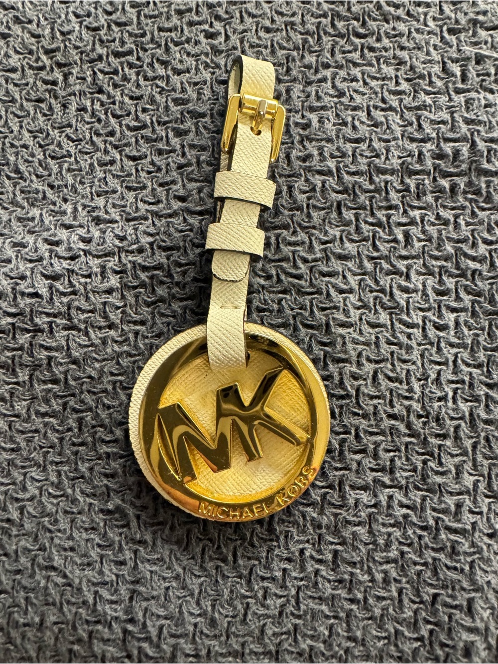 Michael Kors White and Gold MK Logo Bag Charm